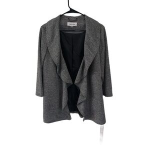 Calvin Klein Gray Blazer with Lapels and Open Front Design